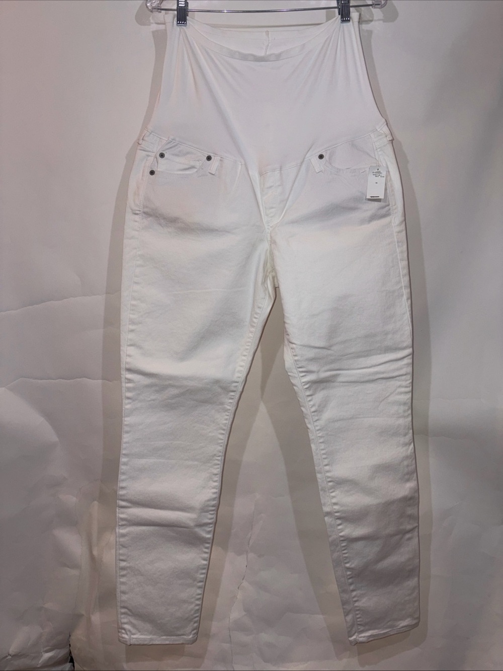 NWT Gap Women's Size 14 Maternity Jeans White Cotton Stretch Over The Bump